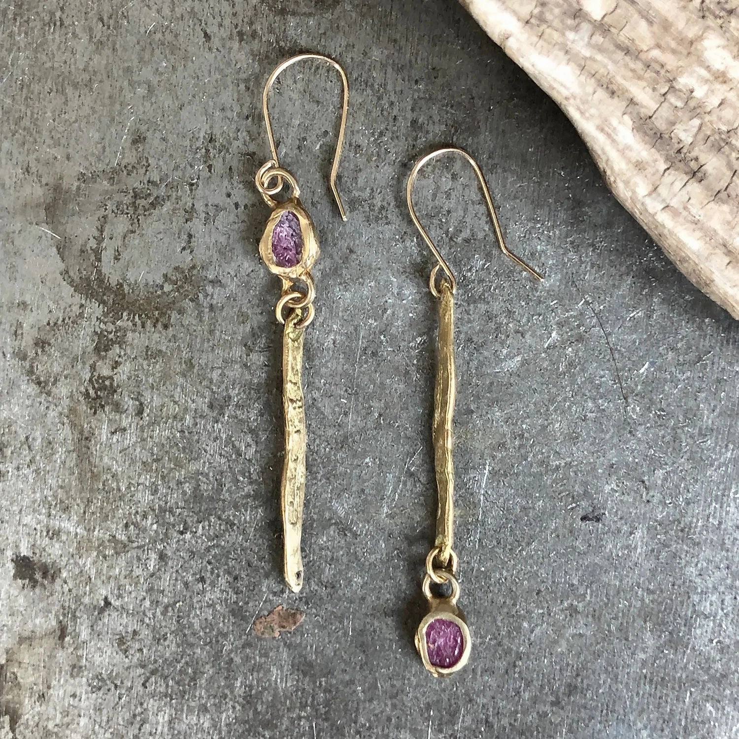 Illumination Earrings - Brass, Gold Fill  Rubies Creative Match