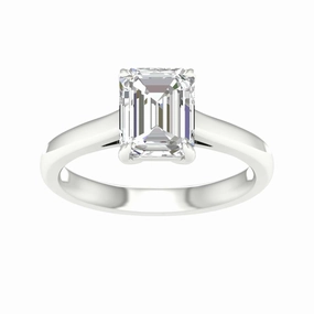 Fun Accent Symmetrical design 2ct Emerald Cut Lab Grown Diamond Solitaire Engagement Ring