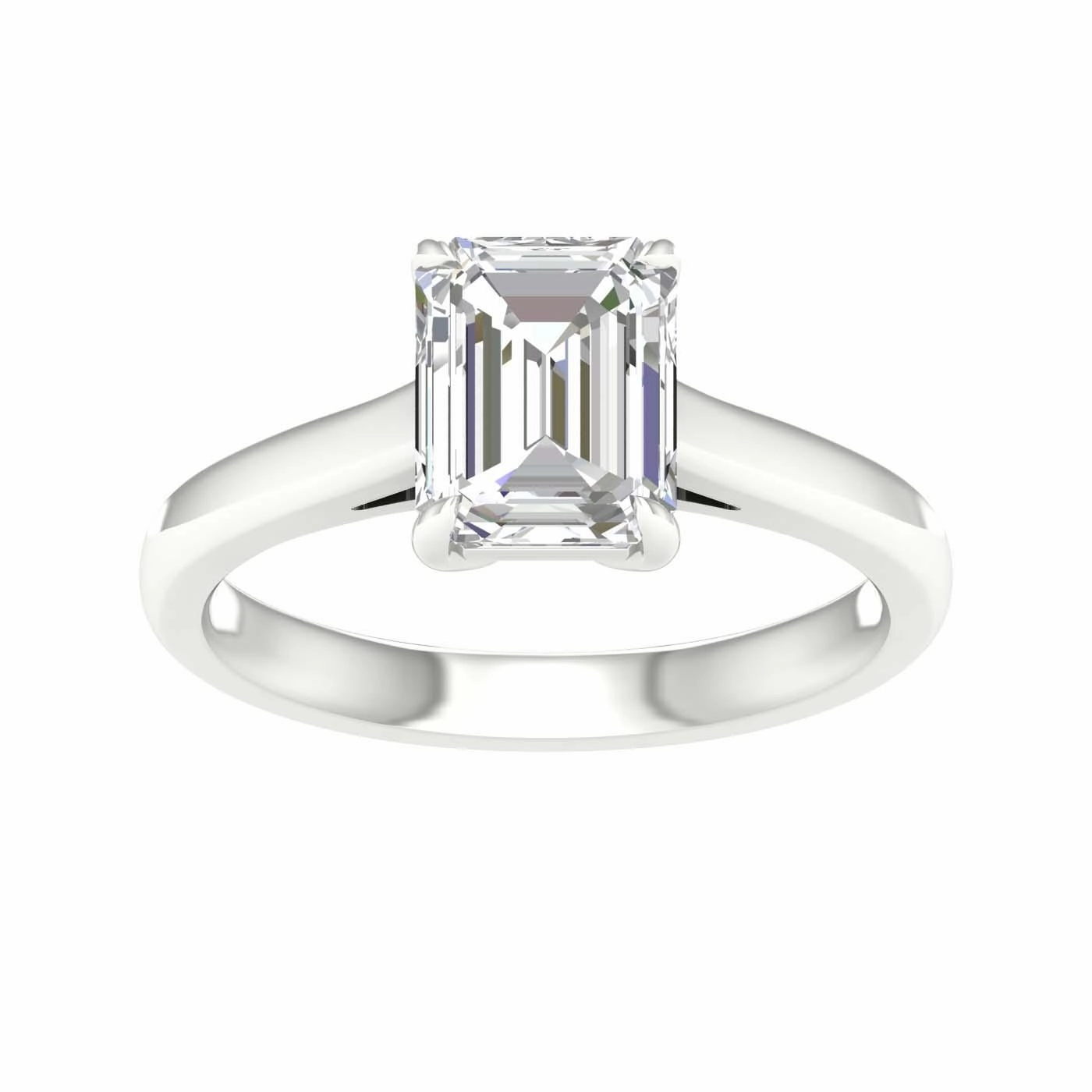 Fun Accent Symmetrical design 2ct Emerald Cut Lab Grown Diamond Solitaire Engagement Ring