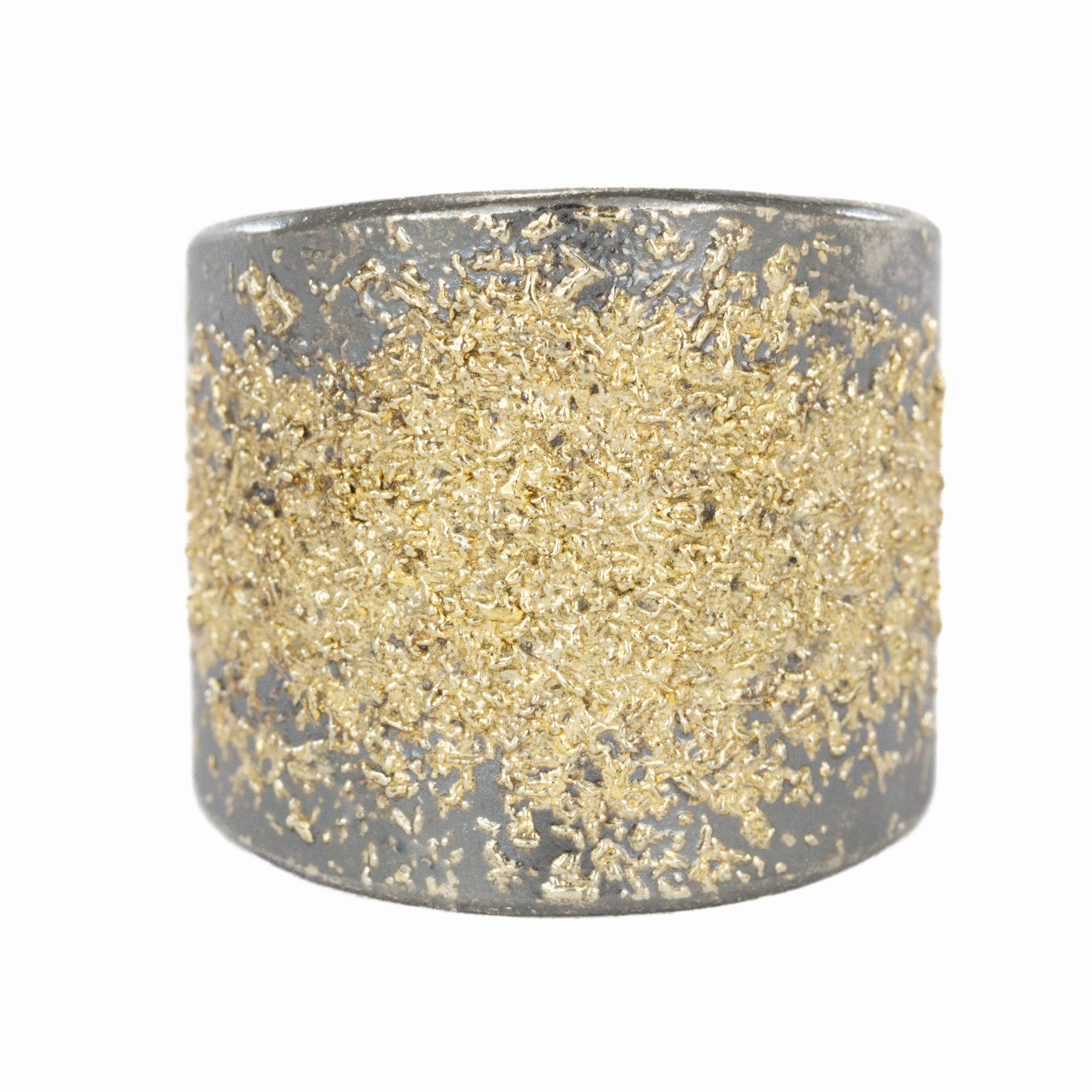 Modern Spark KMJ Staple Tall Cigar Band - 22k Gold, Oxidized Silver