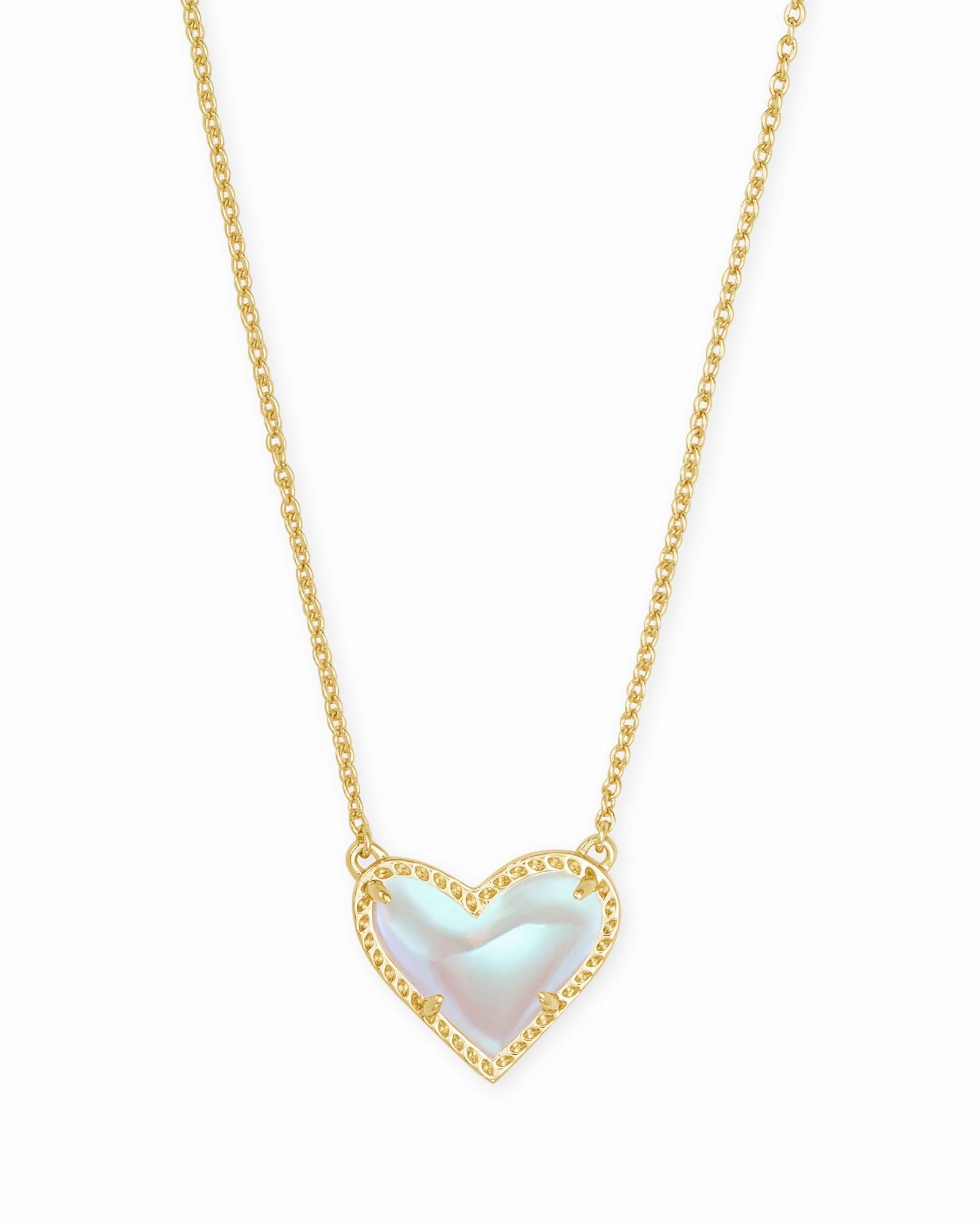 Kendra Scott Ari Heart Gold Pendant Necklace in Dichroic Glass Balanced Form