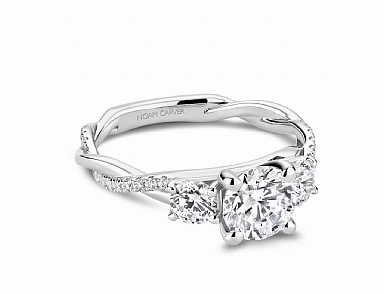Fine Decoration Noam Carver Round Center Side Stone Diamond Engagement Ring Setting in 14K White Gold (.67ctw)