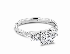 Fine Decoration Noam Carver Round Center Side Stone Diamond Engagement Ring Setting in 14K White Gold (.67ctw)