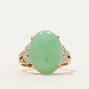 Jadeite & Diamond Cocktail Ring | 9.10ct, 0.06ctw | SZ 7 Night Appeal