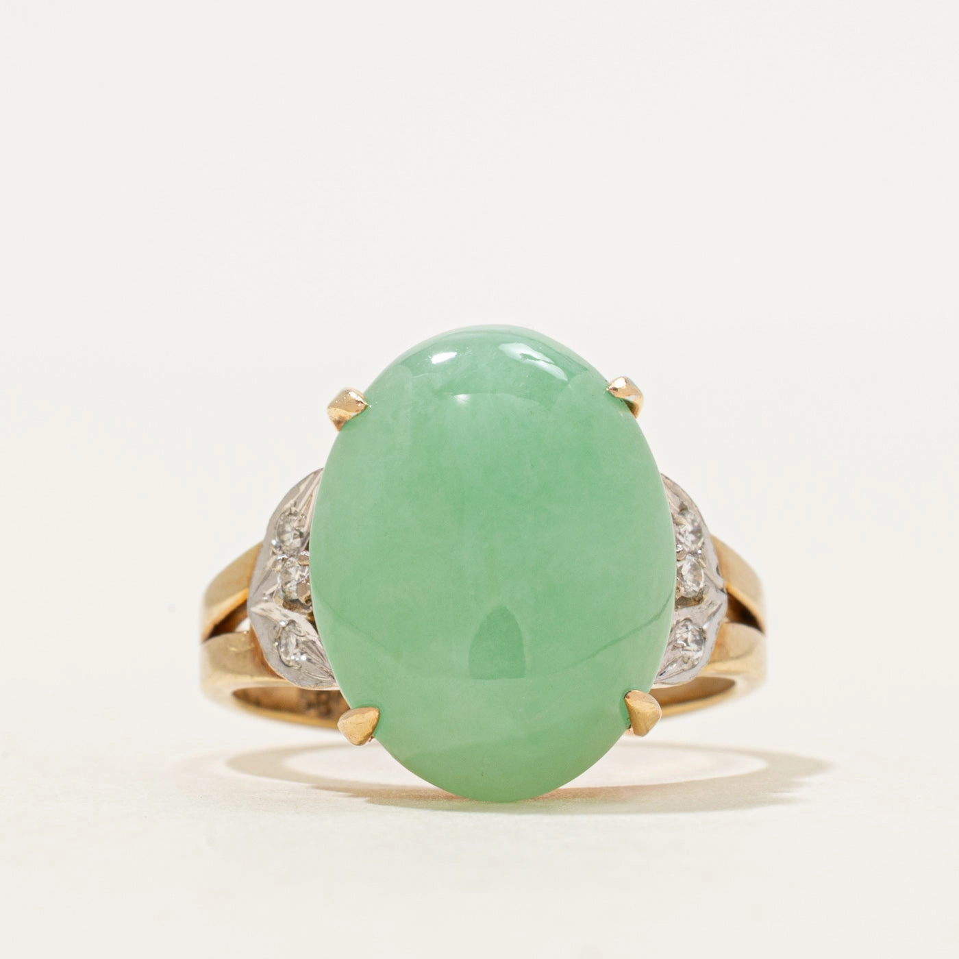 Jadeite & Diamond Cocktail Ring | 9.10ct, 0.06ctw | SZ 7 Night Appeal
