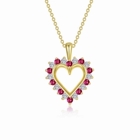 Fancy Lab-Grown Ruby Heart Pendant Necklace Glittering Sparkle