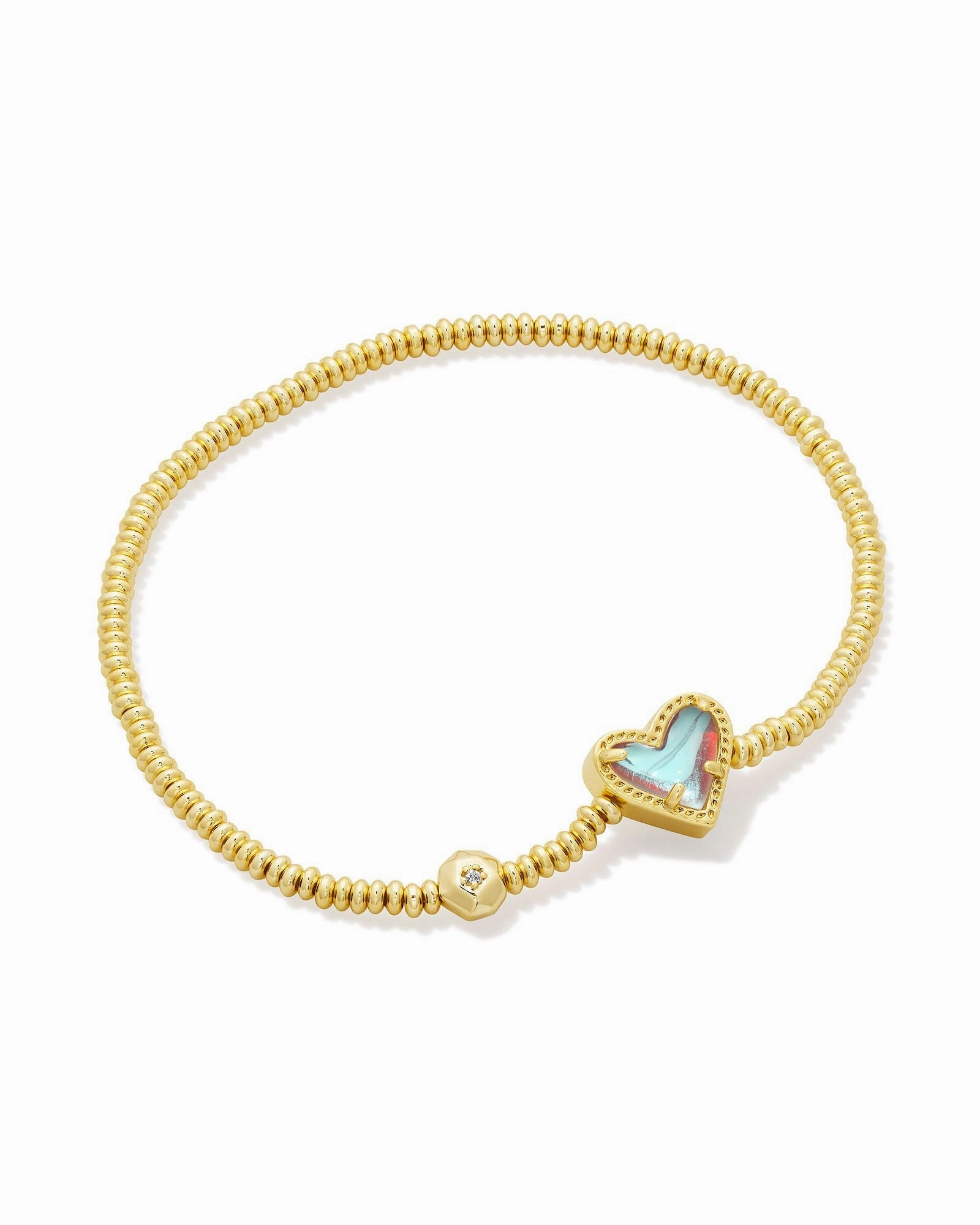Kendra Scott Ari Heart Gold Stretch Bracelet in Dichroic Glass Fashionable Touch Shimmering Accent