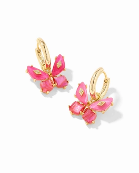 Shimmering Accent Cozy Glow Kendra Scott Bianca Butterfly Gold Pink Mix Huggie Earrings