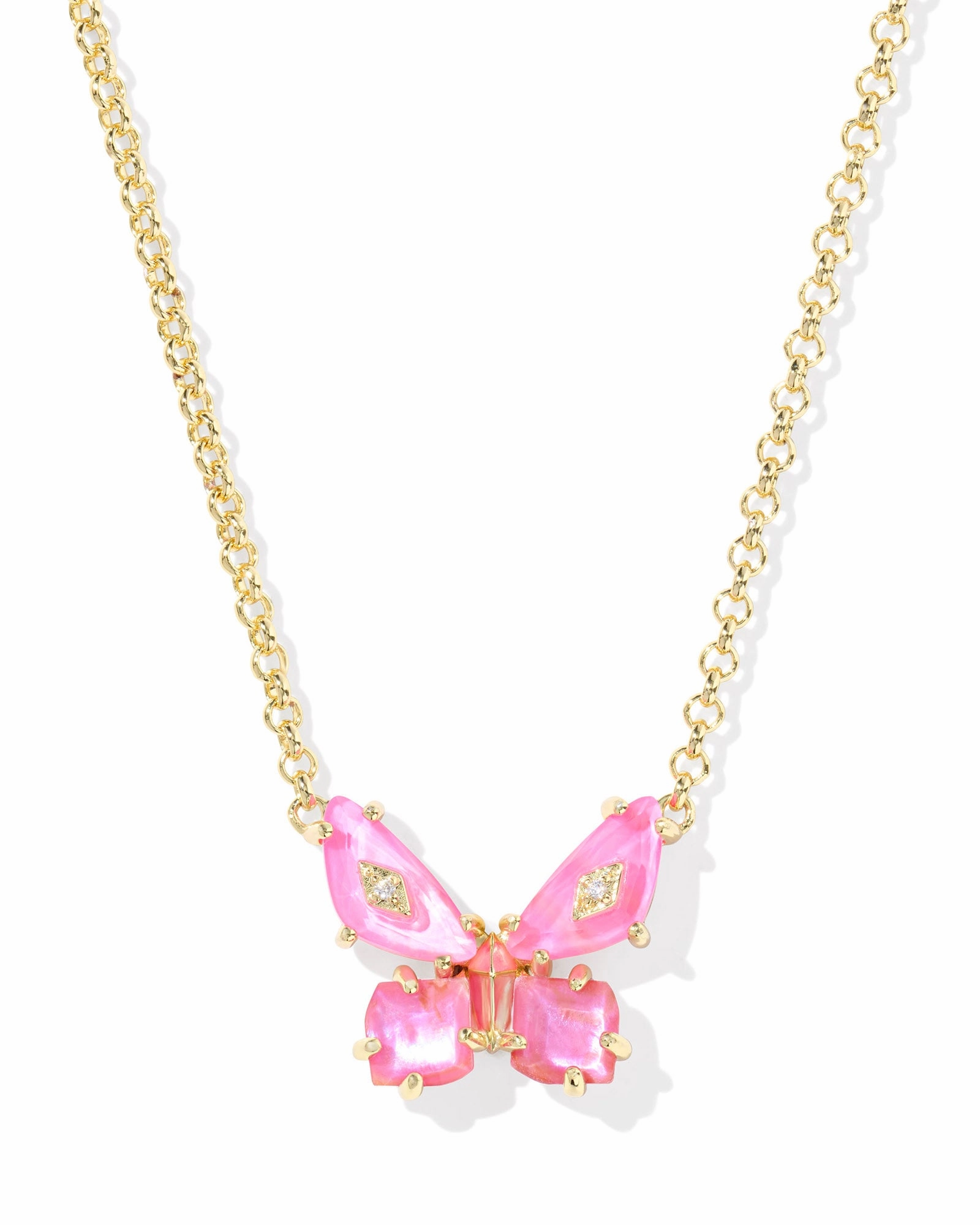 Modern Duo Refined Gifts Kendra Scott Bianca Butterfly Gold Pink Mix Short Pendant Necklace