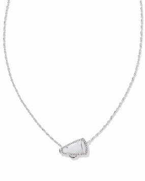Kendra Scott Cheer Silver Short Pendant Necklace in White Mother-of-Pearl Shine And Style