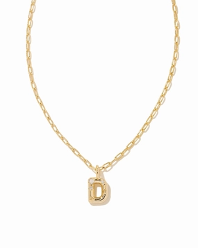 Kendra Scott Crystal Letter D Gold Short Pendant Necklace in White Crystal Artisan Sparkle Bold Shine Pieces