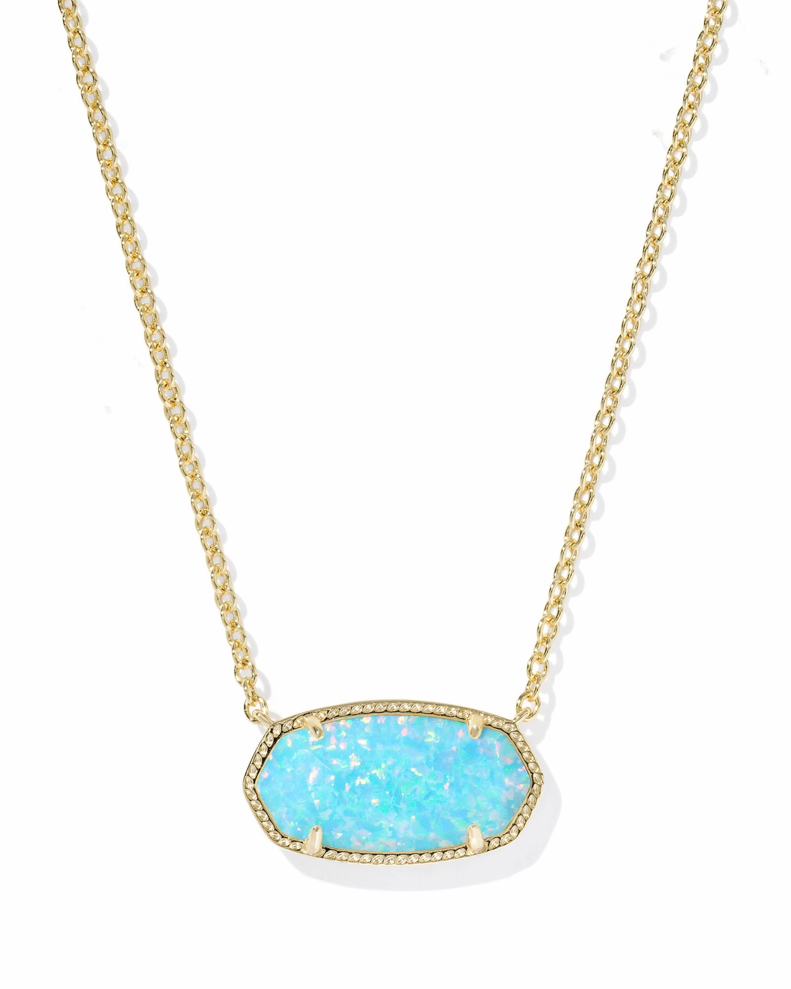 Kendra Scott Elisa Statement Gold Light Teal Kyocera Opal Short Pendant Necklace Gift For Him