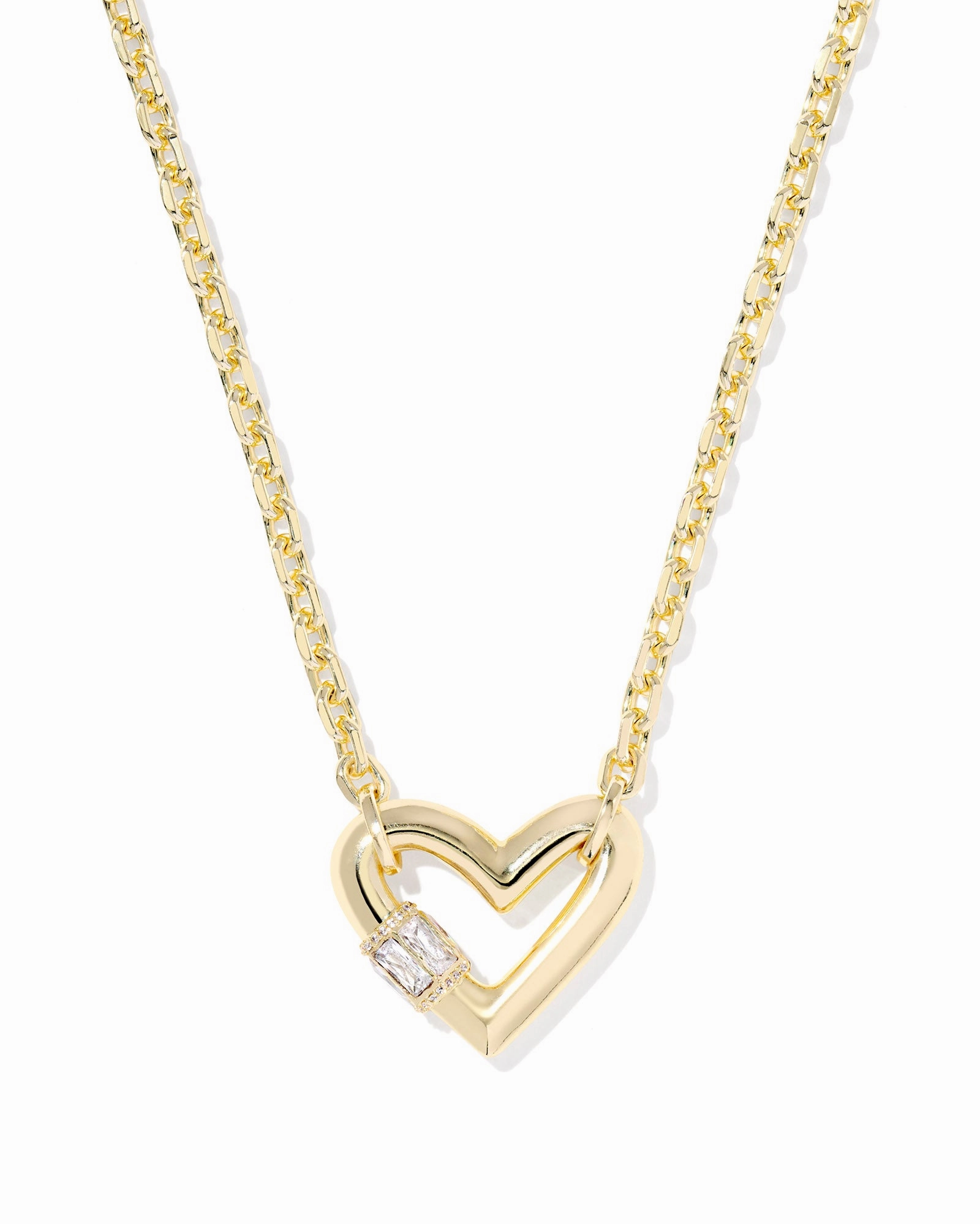 Kendra Scott Emery Heart Gold Short Pendant Necklace Sparkling Style