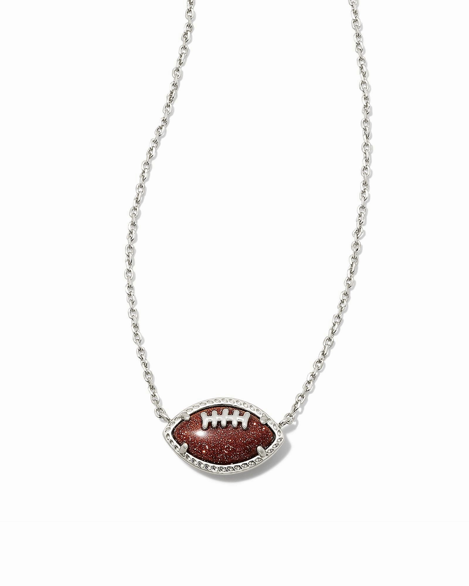 Gift Ready Elegant accessories Kendra Scott Football Silver Short Pendant Necklace in Orange Goldstone