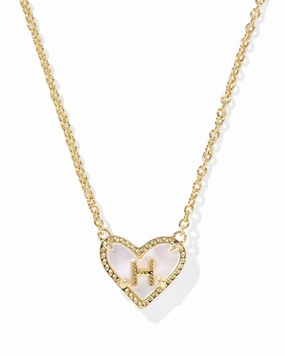 Everyday Detail Allure Detail Kendra Scott Heart Letter H Gold Ivory Mother of Pearl Short Pendant Necklace