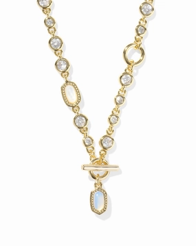 Kendra Scott Mini Elisa and Abbie Gold Strand Necklace in White Mix Refined Mood Exclusive Charm