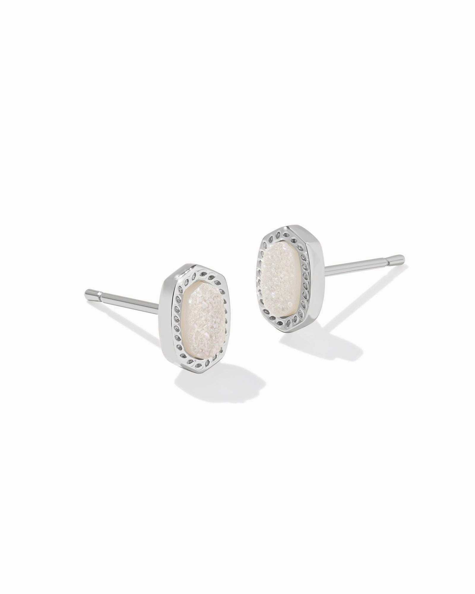 Custom Feel Kendra Scott Mini Ellie Silver Stud Earrings in Iridescent Drusy