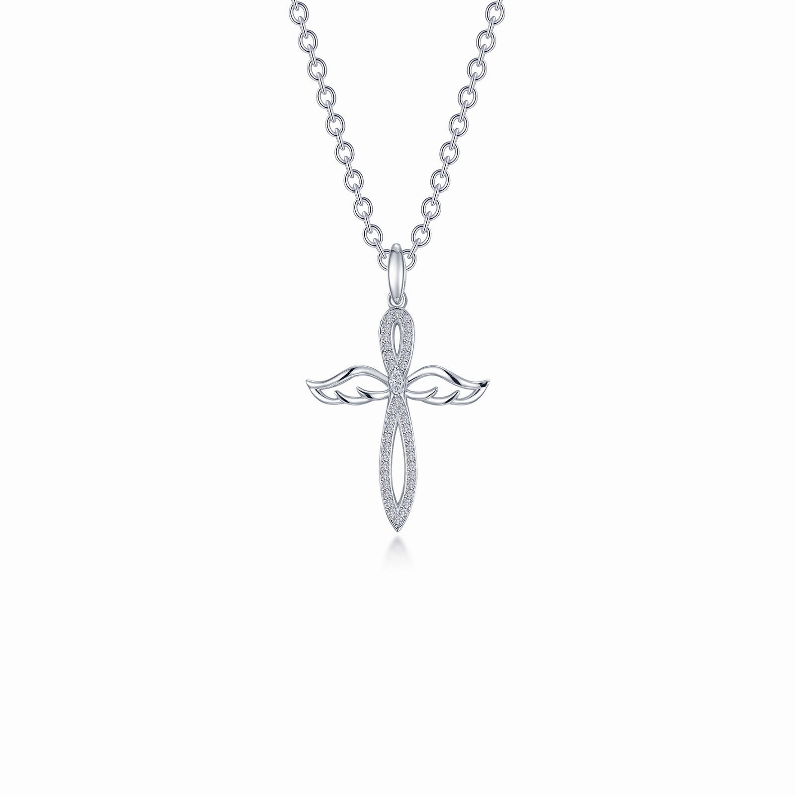Sleek Sparkle Lafonn Angel Wings Cross Pendant