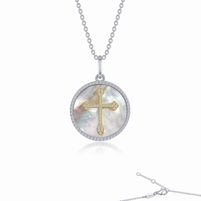 Lafonn Cross on Mother of Pearl Disc Pendant Fresh Mood