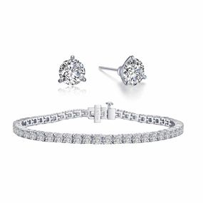 Classic Mood Dazzling Shine Lafonn Tennis Bracelet and Solitaire Earrings Set Special
