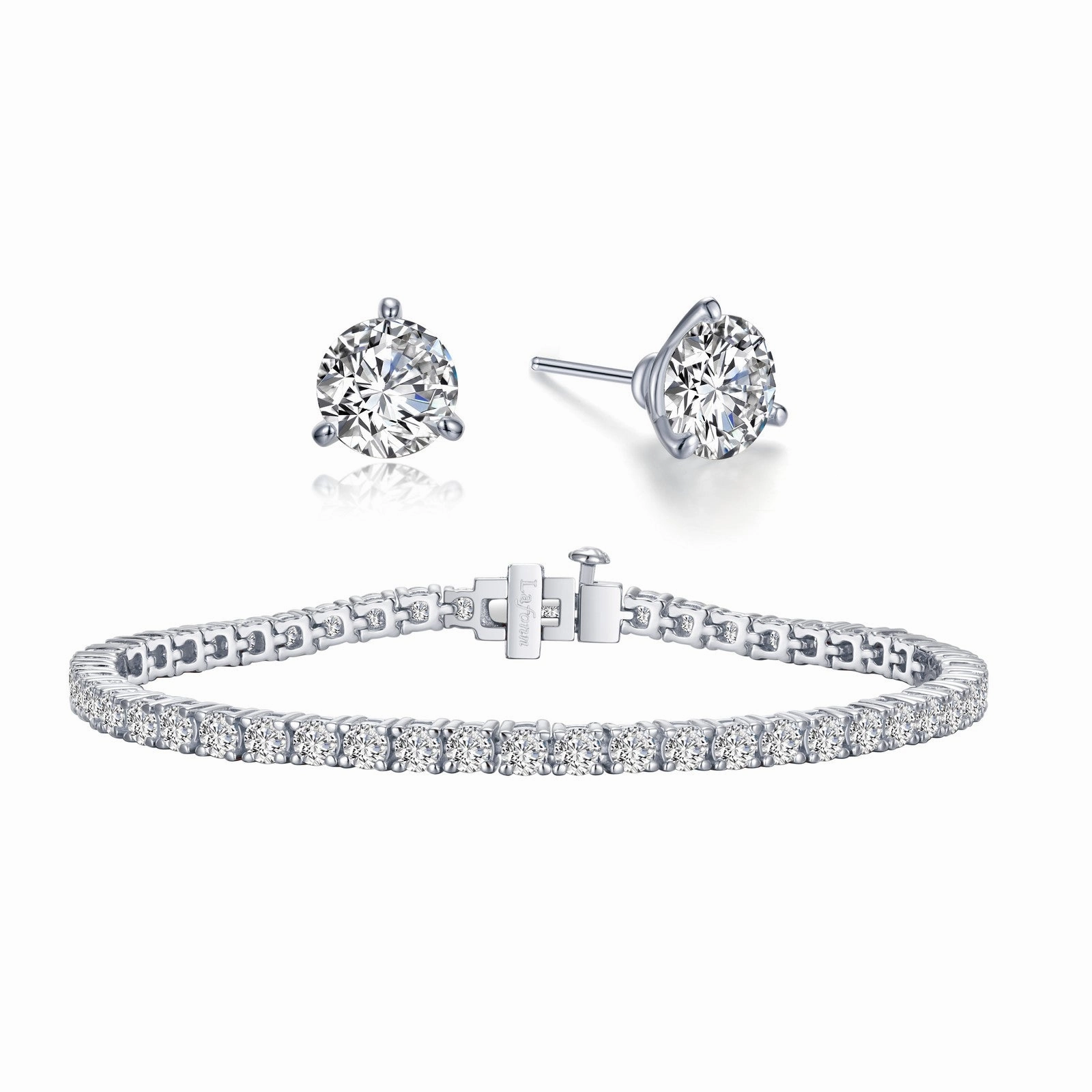 Classic Mood Dazzling Shine Lafonn Tennis Bracelet and Solitaire Earrings Set Special