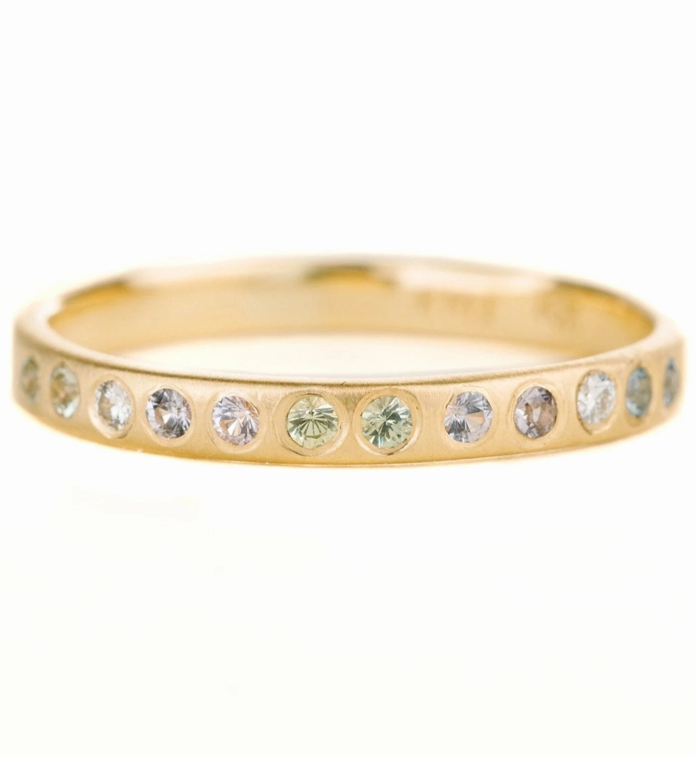Layered Accent Romantic Set Laurel Band - 18ky, Ethically Sourced Montana Sapphires   Reclaimed Diamonds