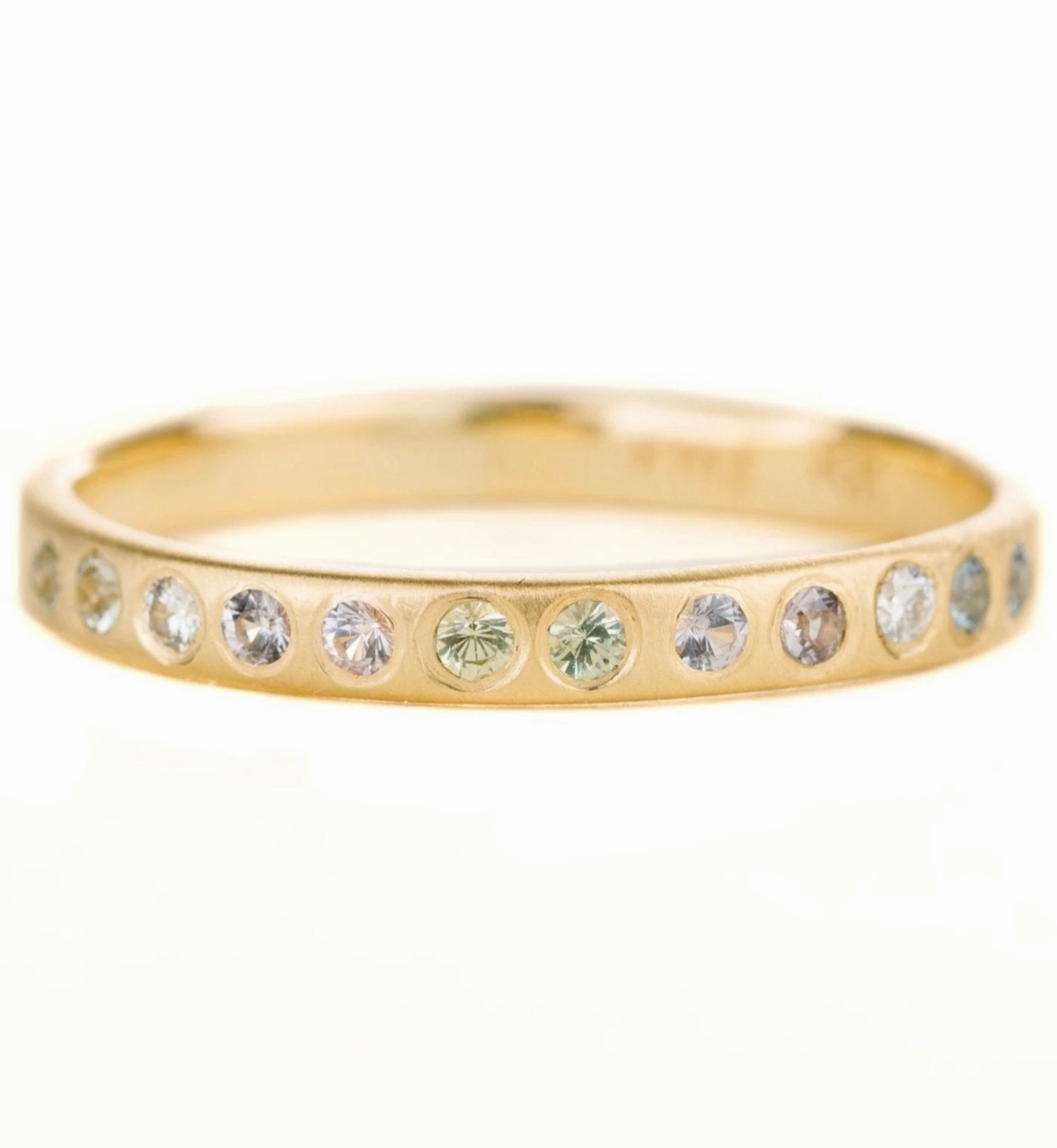 Custom Embellishment Cool Detail Laurel Band - 18ky, Ethically Sourced Montana Sapphires   Reclaimed Diamonds