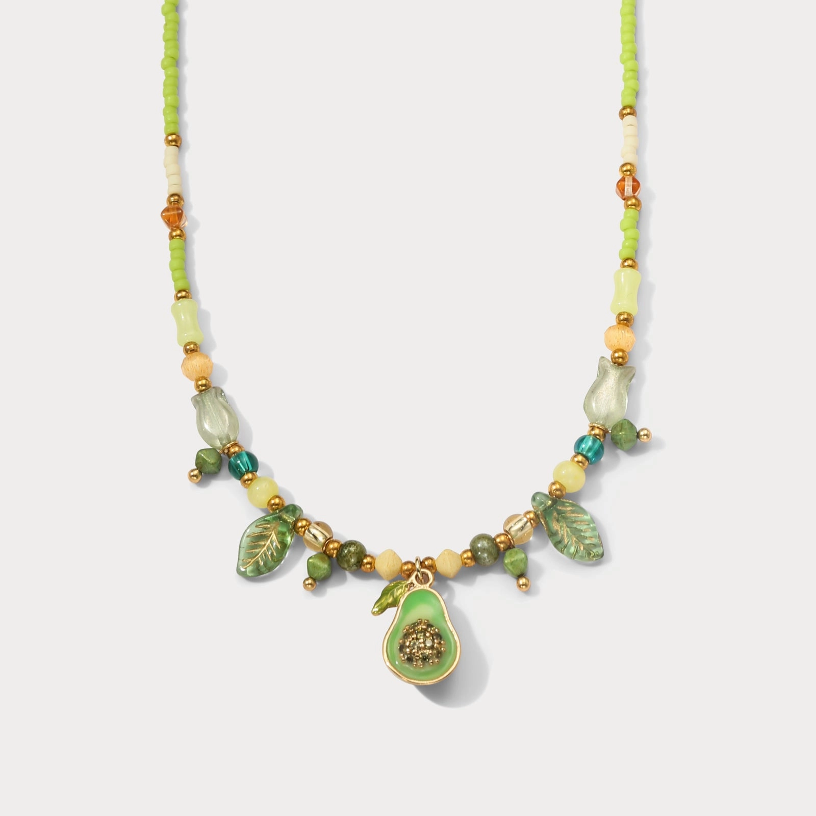 Great Item Festive Gift Avocado Bead Necklace