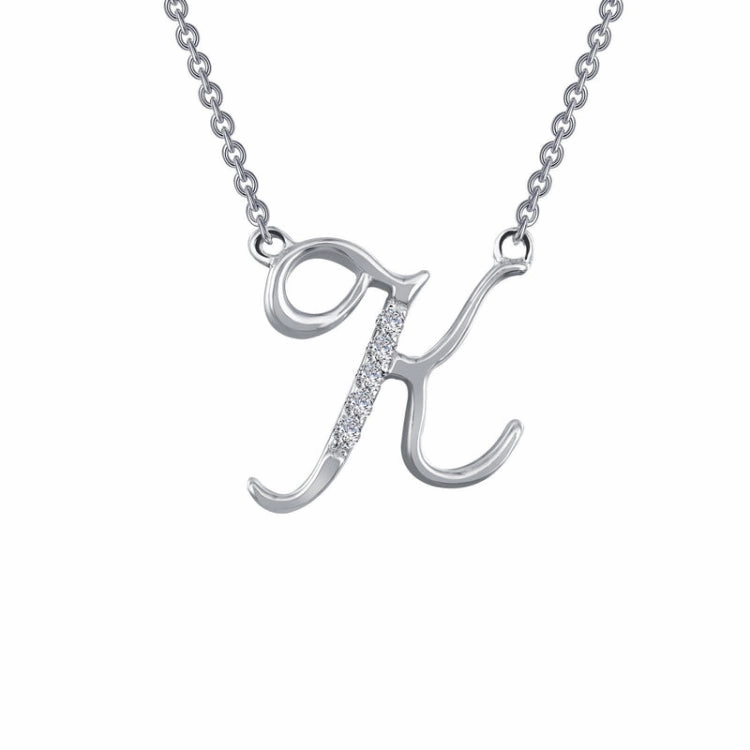 Textured Detail Graceful Piece Letter K Pendant Necklace