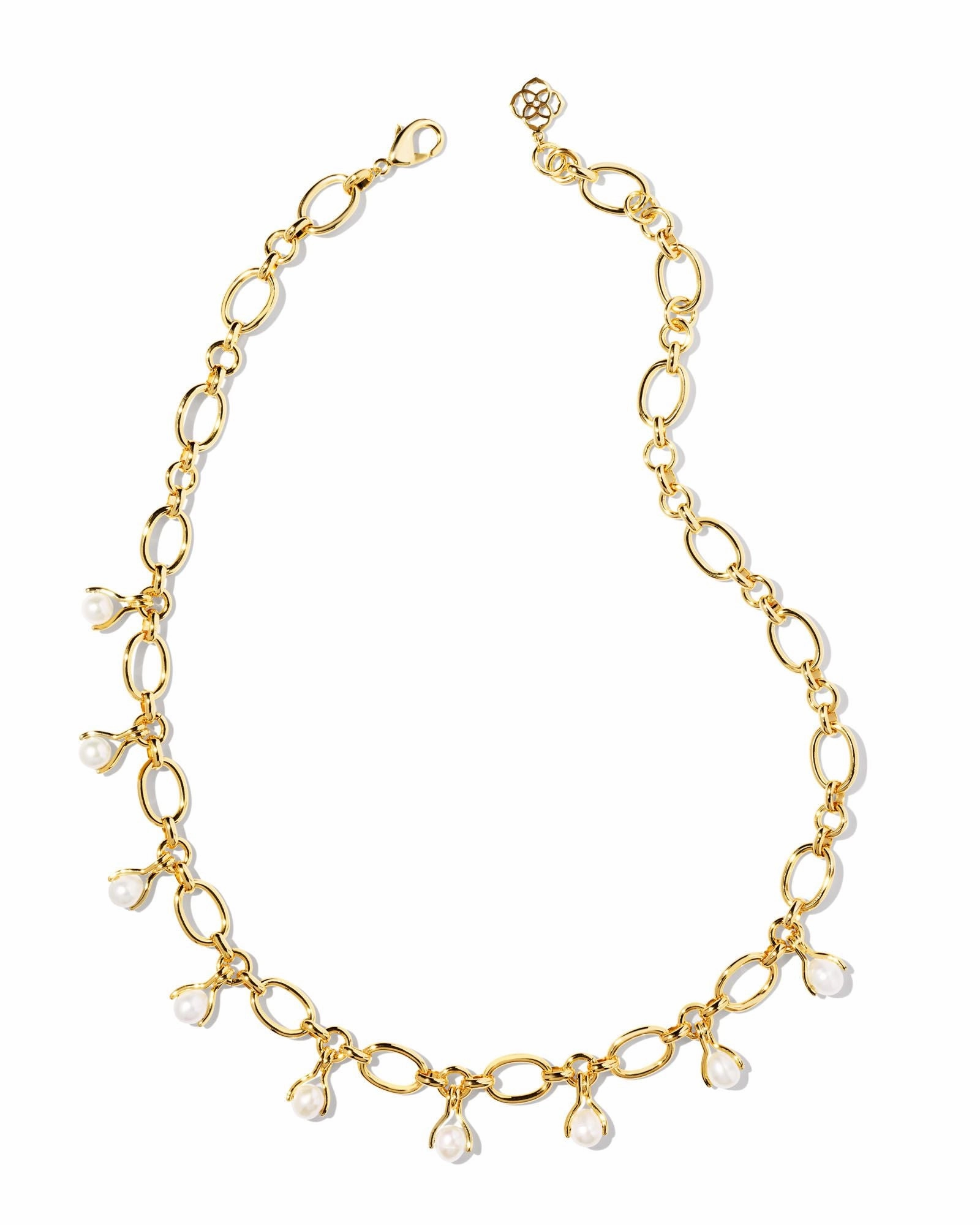 Kendra Scott Ashton Gold Pearl Chain Necklace in White Pearl Autumn Style