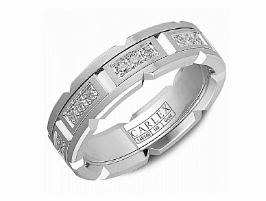 Carlex Anniversary/Eternity Wedding Ring in 18K White Gold (0.43ctw) Bold Look Lightweight Feel