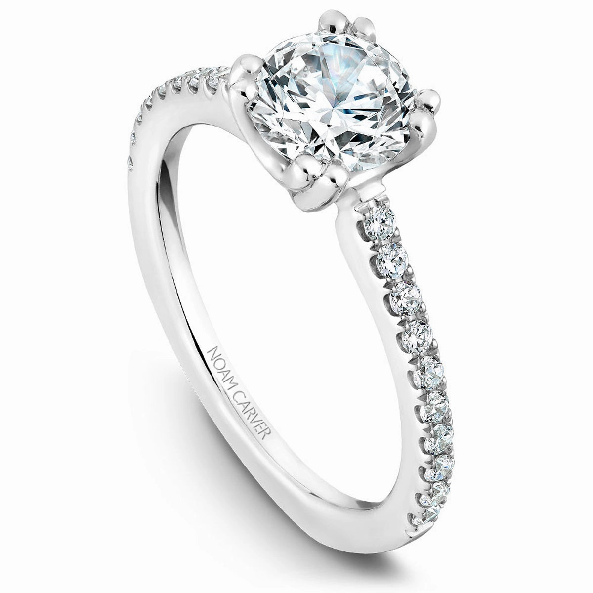 Delicate Article Contemporary Grace Noam Carver Classic Diamond Engagement Ring Setting in White Gold