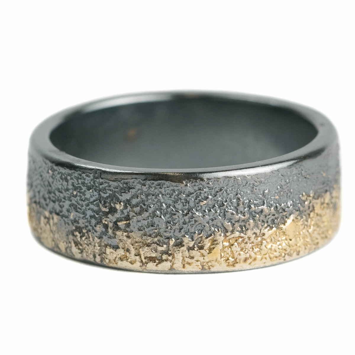 Dusted Slice Ring - 22k Gold, Oxidized Argentium Silver Evening Look