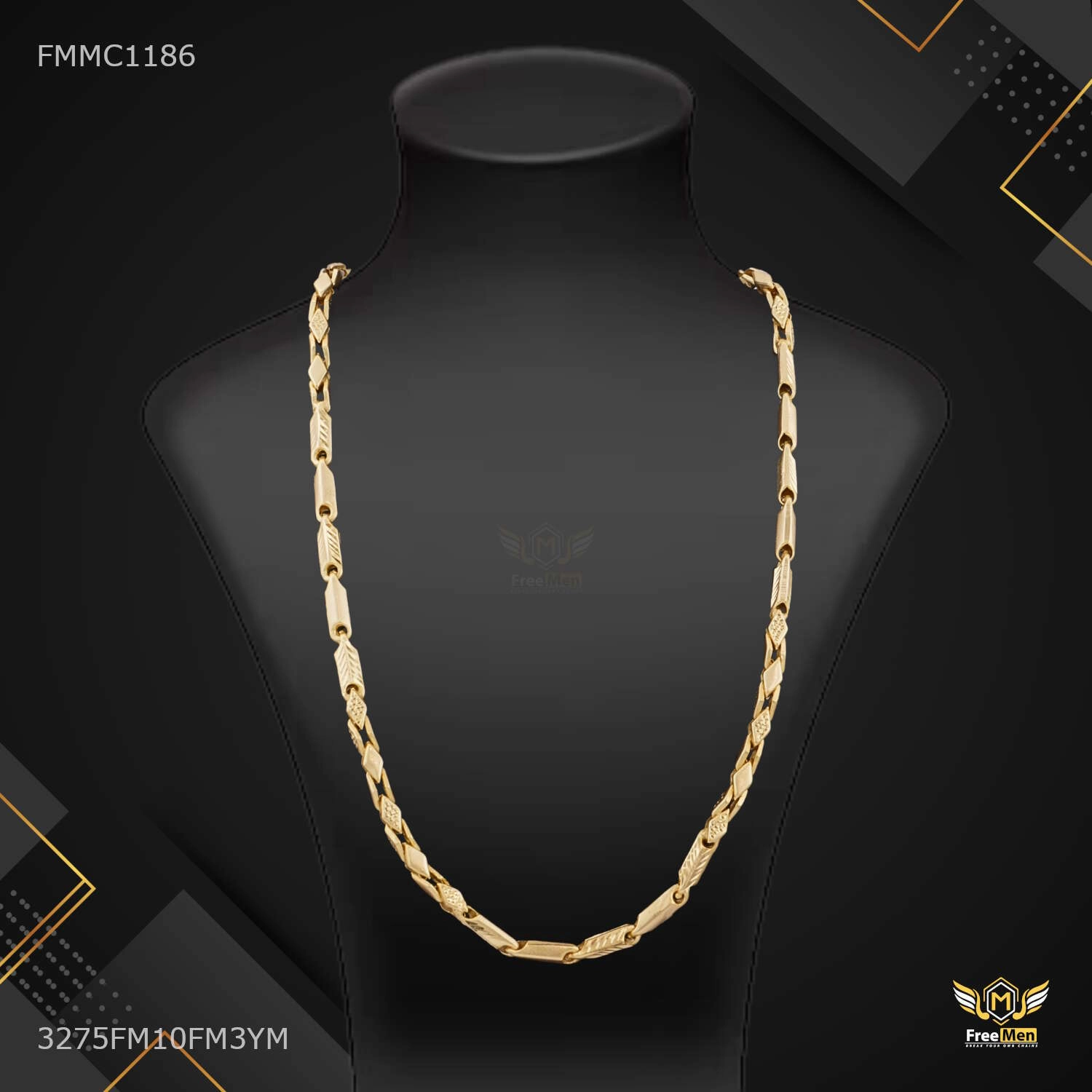Everyday Sparkle Refined Highlight Lining Arrow Pipe with Domond cut Chain for Man - FMMC1186