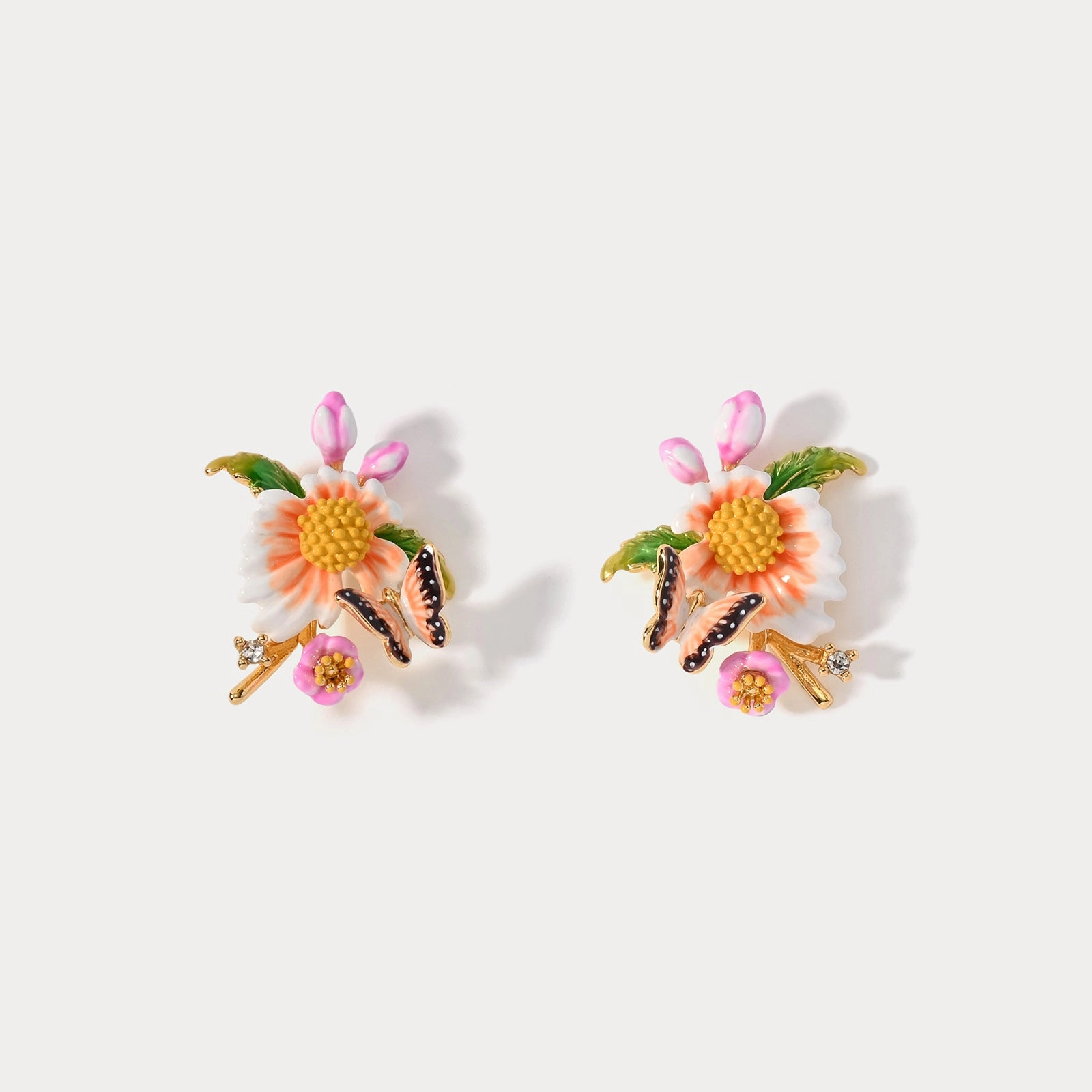 Neutral Accent Matte Adornment Little Daisy Butterfly Earrings