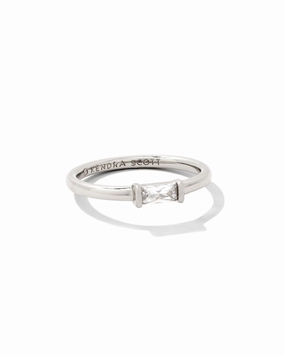 Kendra Scott Juliette Band Ring in White Crystal, Size 7 Lustrous Edge