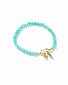 Refined Gifts Kendra Scott Sylvia Gold Teal Amazonite Stretch Bracelet