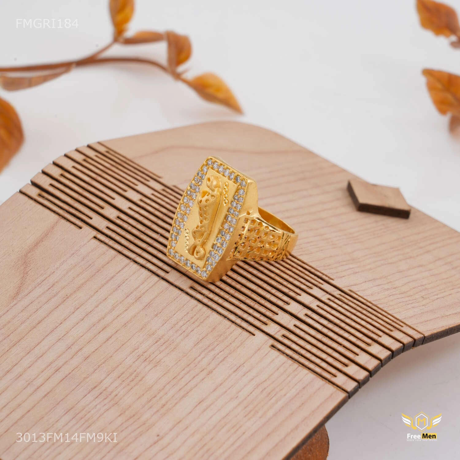 Relaxed Look Graceful Touch Long Jaugar AD Gold plated ring design for men - FMGRI184