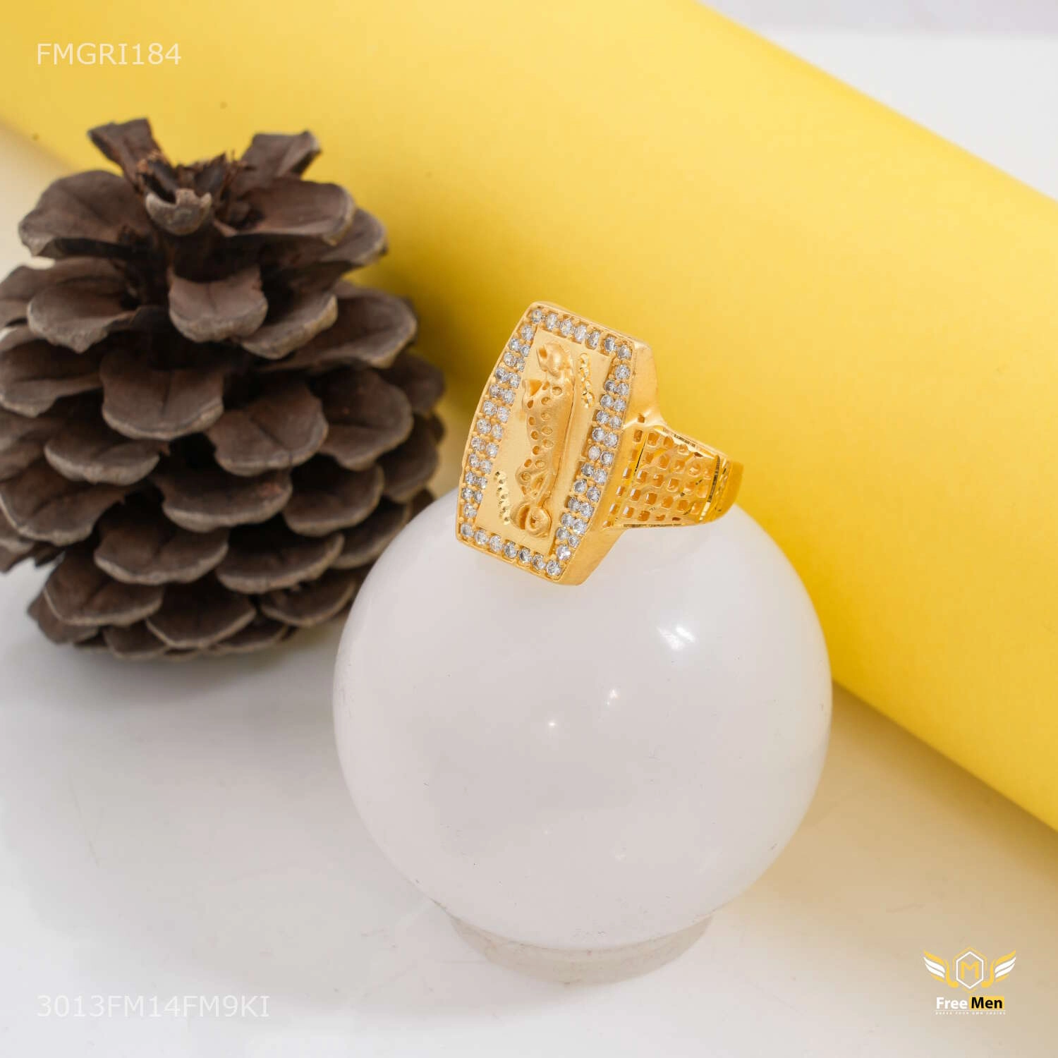 Long Jaugar AD Gold plated ring design for men - FMGRI184 Iconic Touch Unique Pieces