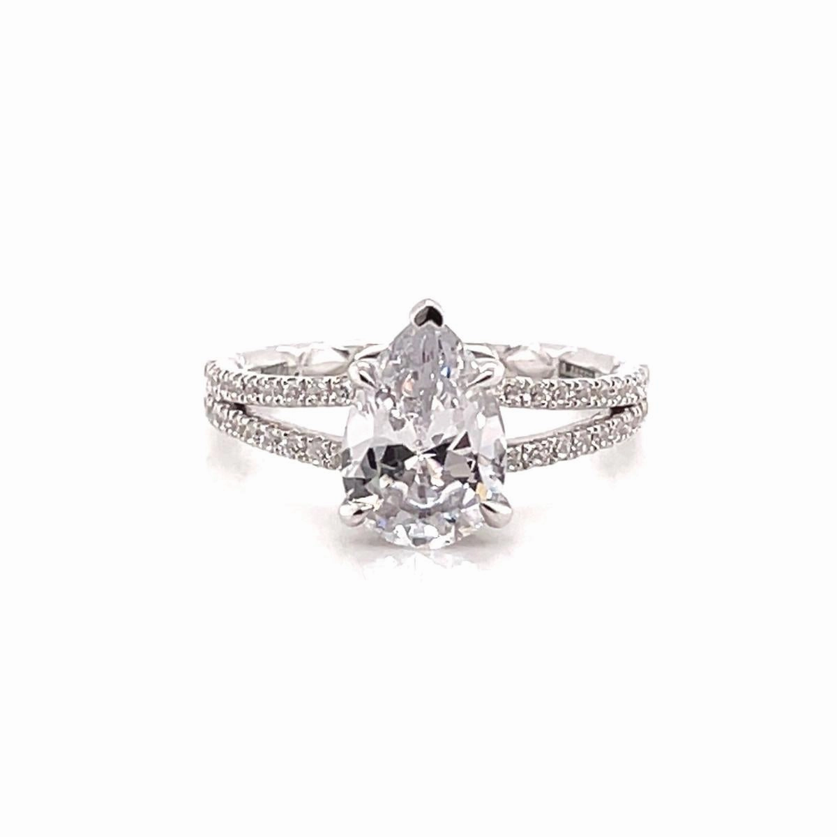 Excellent Accessory A. Jaffe Quilted Pear Shape Diamond Engagement Ring Setting in White Gold