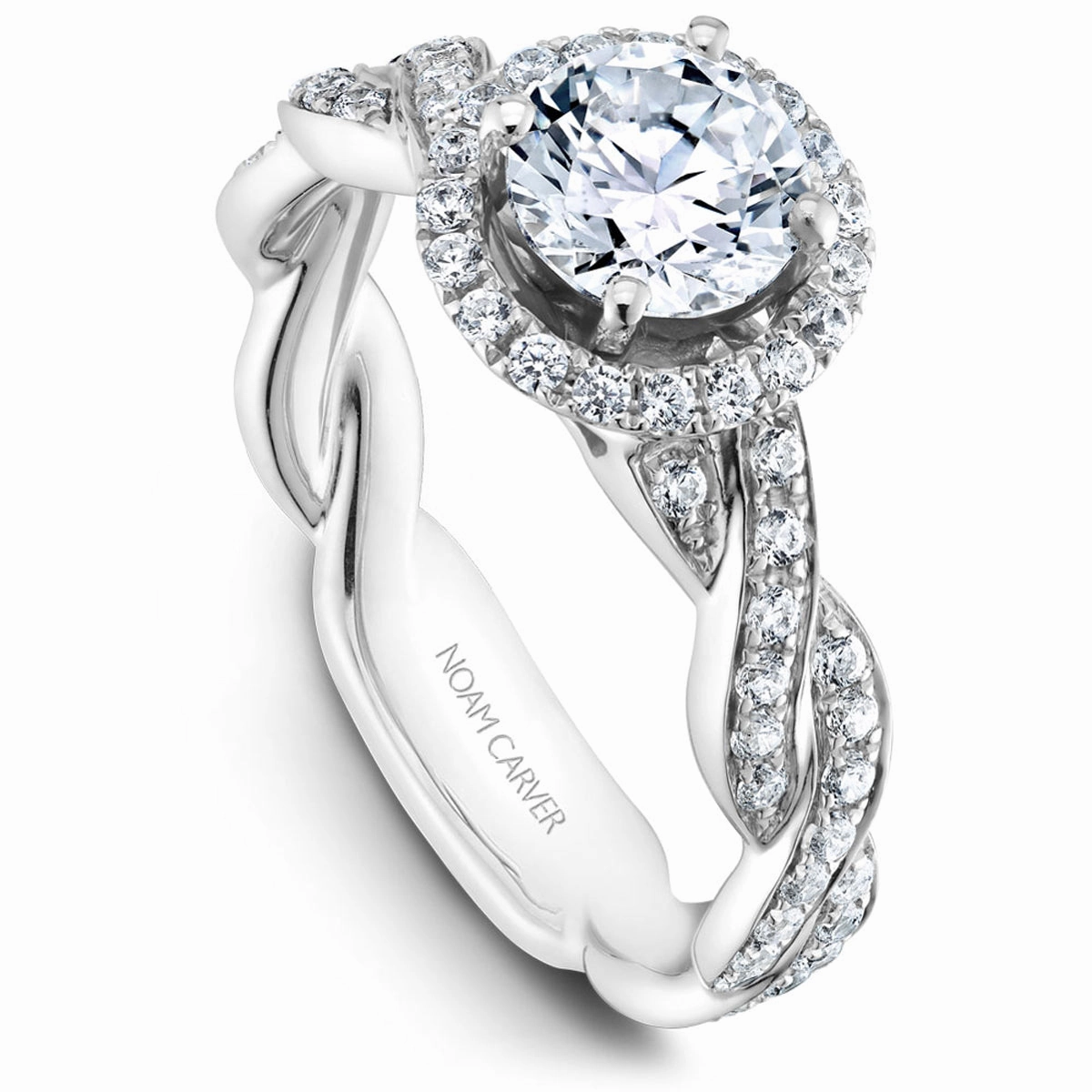 Luxury Accent Amazing Craft Noam Carver Twist Diamond Engagement Ring Setting in White Gold