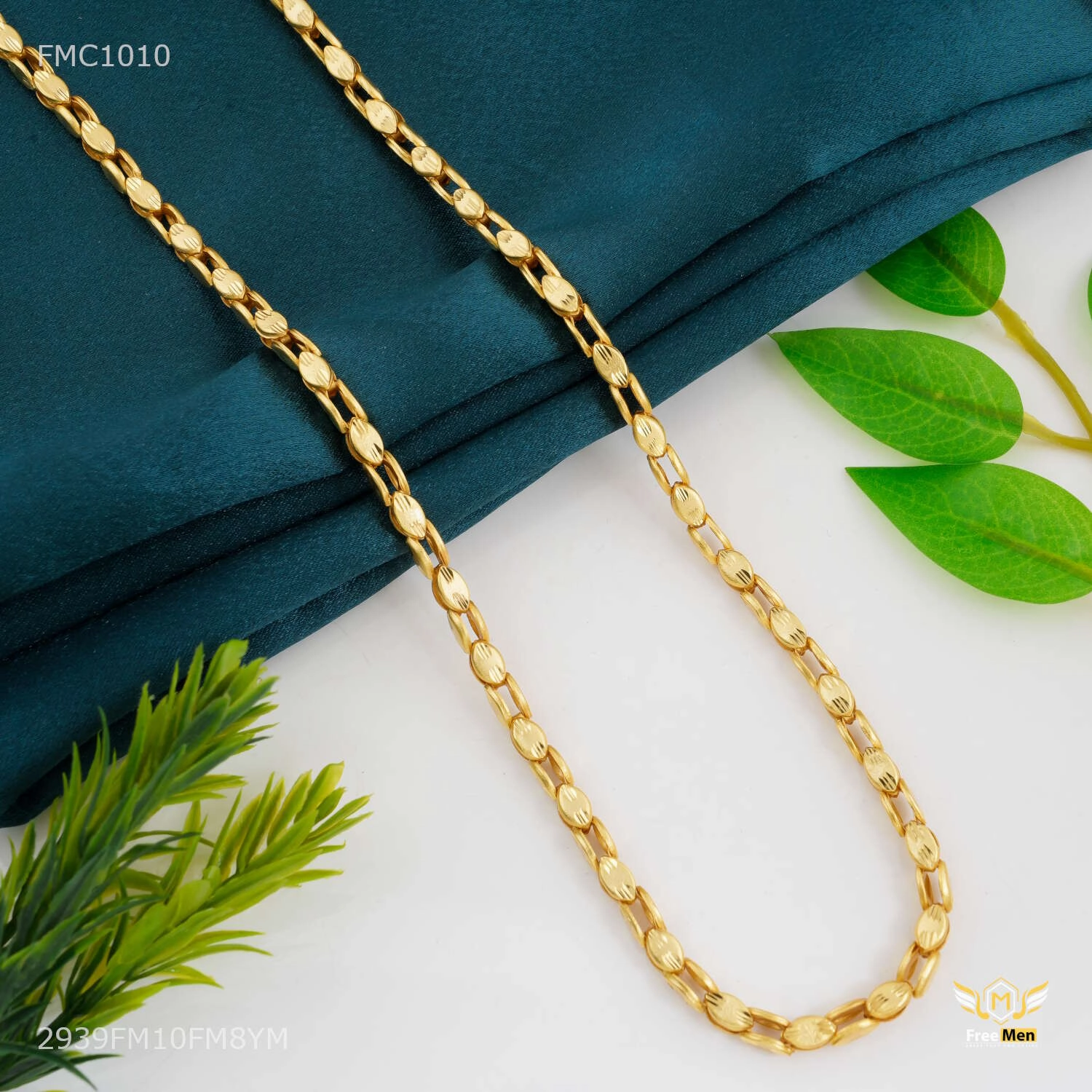 Designer Dual Owel Leaf Chain for Man - FMC1010 Minimal Style