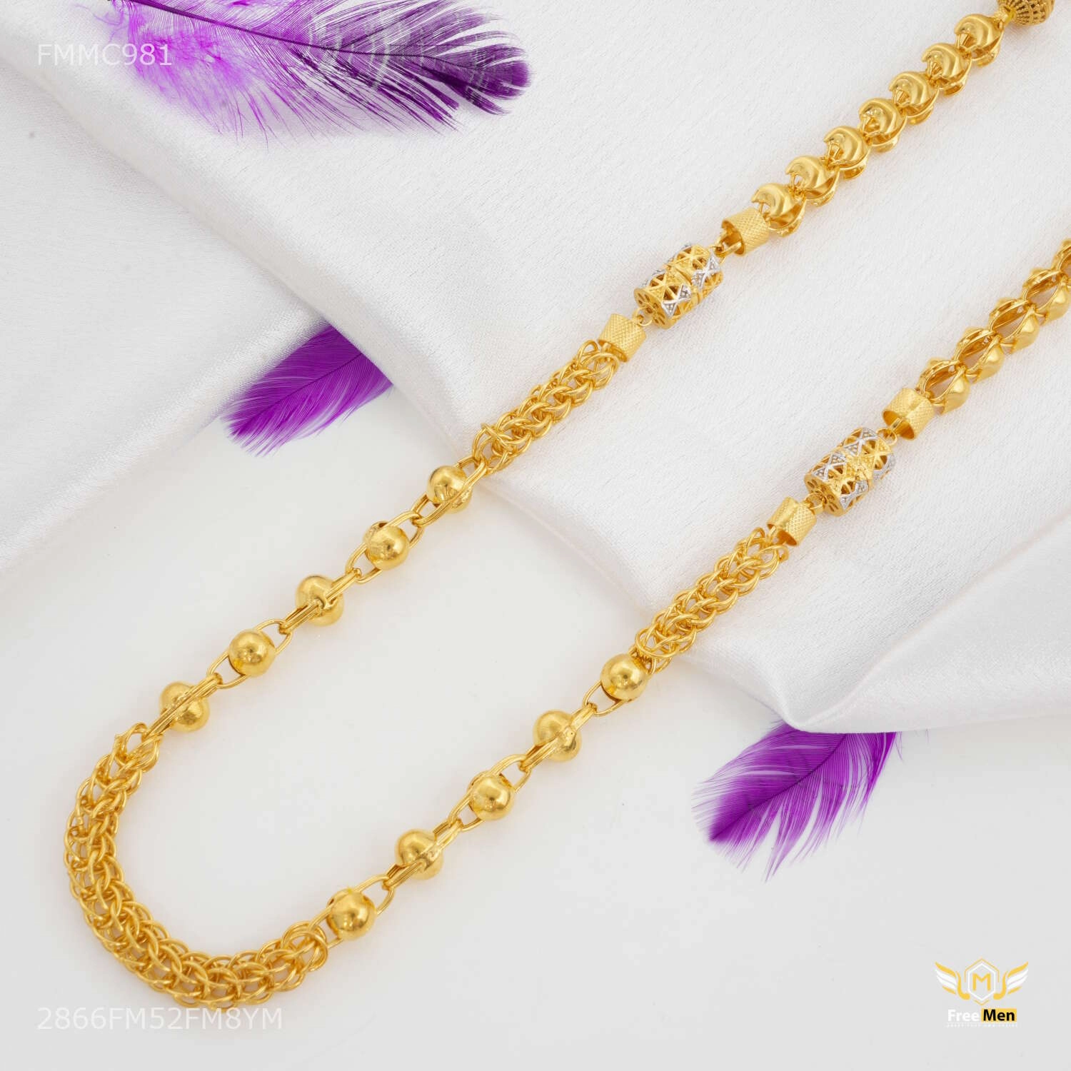 Designer Mix indo chain gold plated Chain - FMGC981 Refined Feature Sculptural Feel