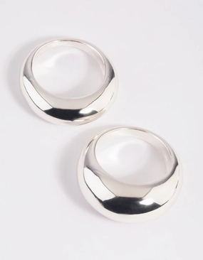 Silver Plated Small & Big Dome Ring Set Signature Flair Formal Fit
