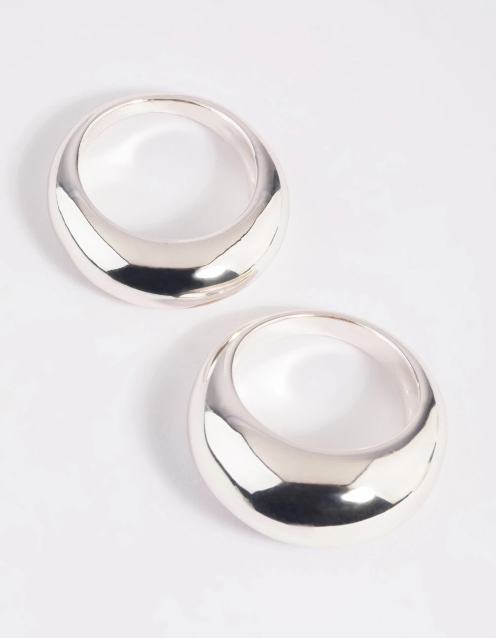 Silver Plated Small & Big Dome Ring Set Signature Flair Formal Fit