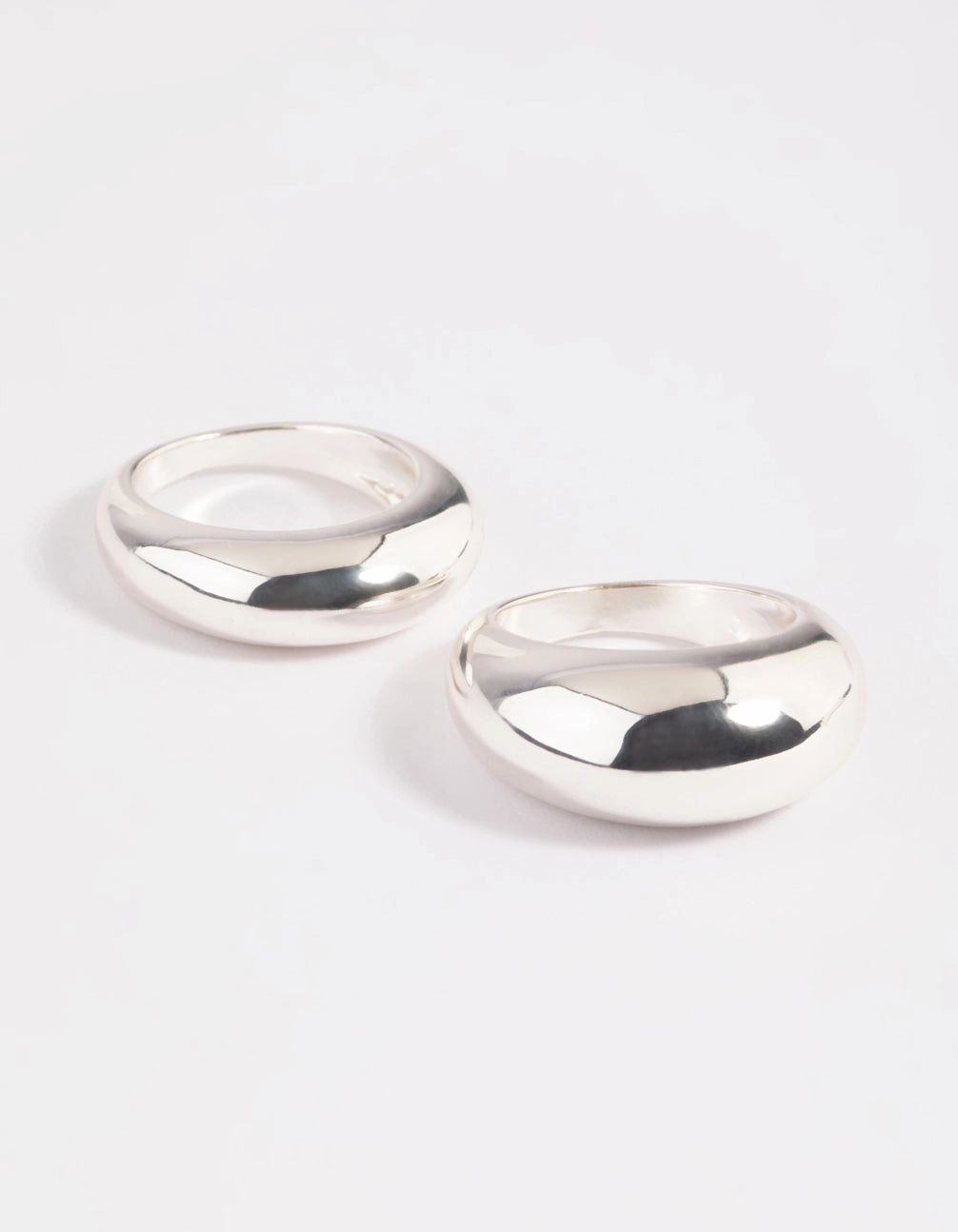 Artisan Crafted Silver Plated Small & Big Dome Ring Set