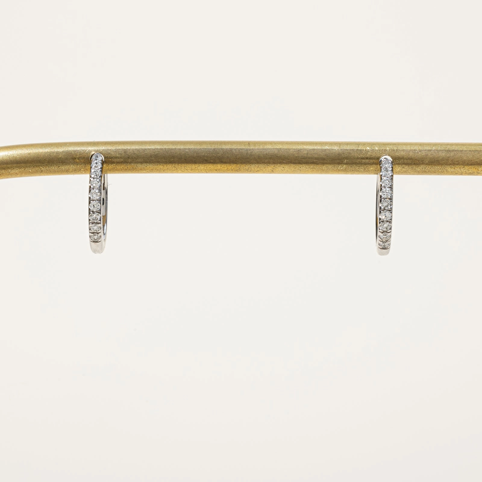 '100 Ways' White Gold Diamond Hoop Earrings 12mm | 0.14ctw | Model Fit