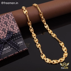 Eye Catcher Iconic Touch Freemen Superb Koli Pipe Ring Gold plated Chain - FM252