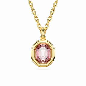 Swarovski Imber pendant, Octagon cut, Pink, Gold-tone plated Light Feature