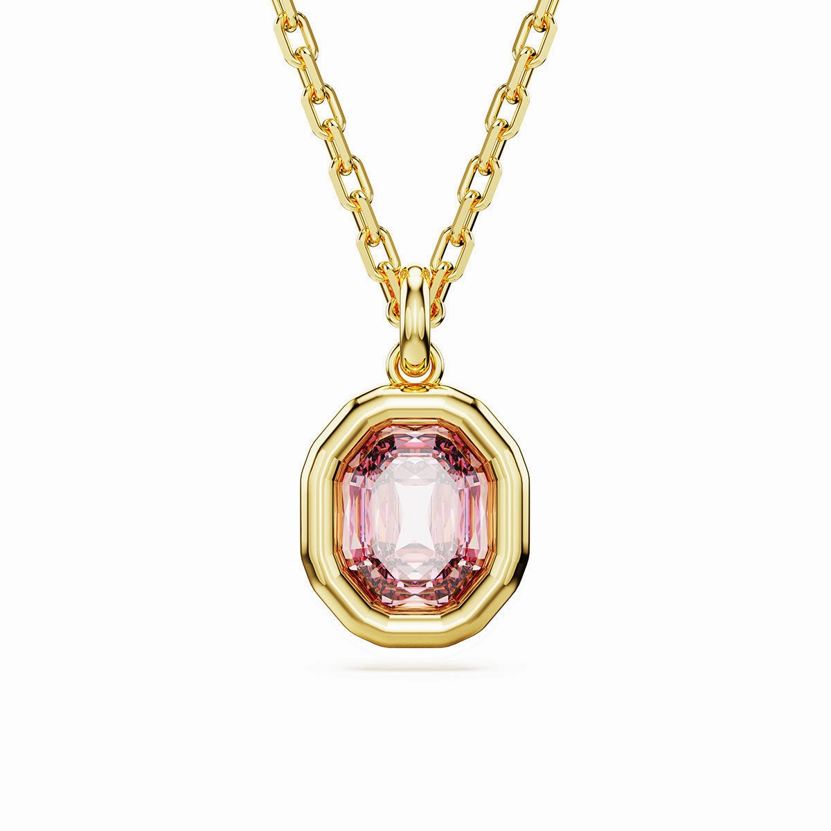 Swarovski Imber pendant, Octagon cut, Pink, Gold-tone plated Light Feature